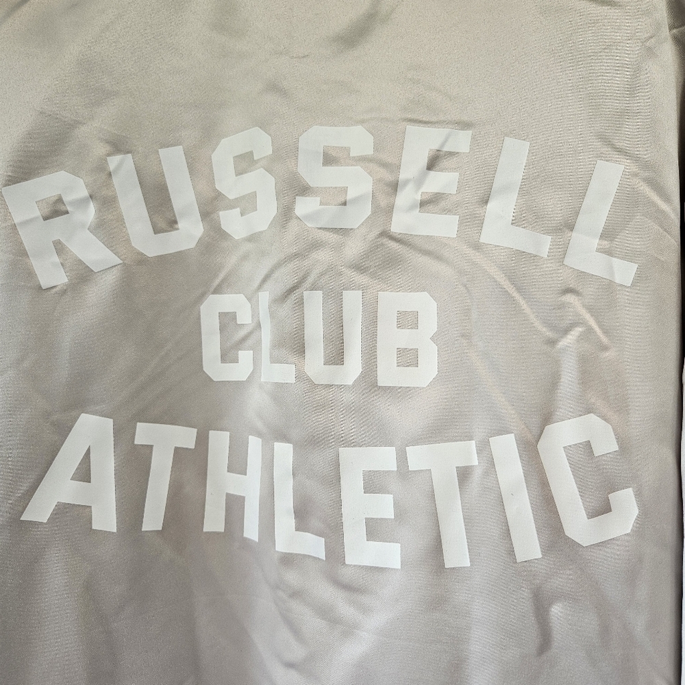 Russell Athletic Cream Bomber Varsity Jacket with Ribbed Details - Picture 6 of 8